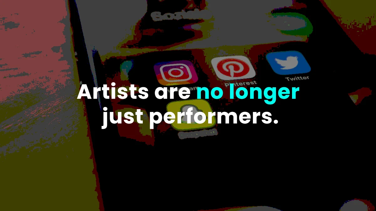 An artwork implying musical artists are no longer just performers but also digital creators now.