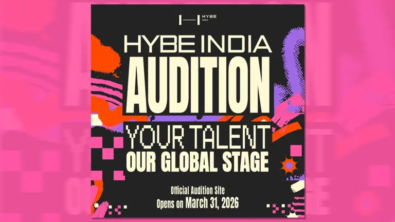 The artwork for HYBE India's Audition announcement for next global star.