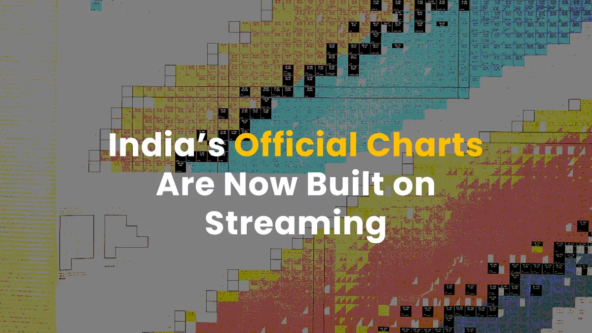 An artwork about India's official charts being built upon streaming data.