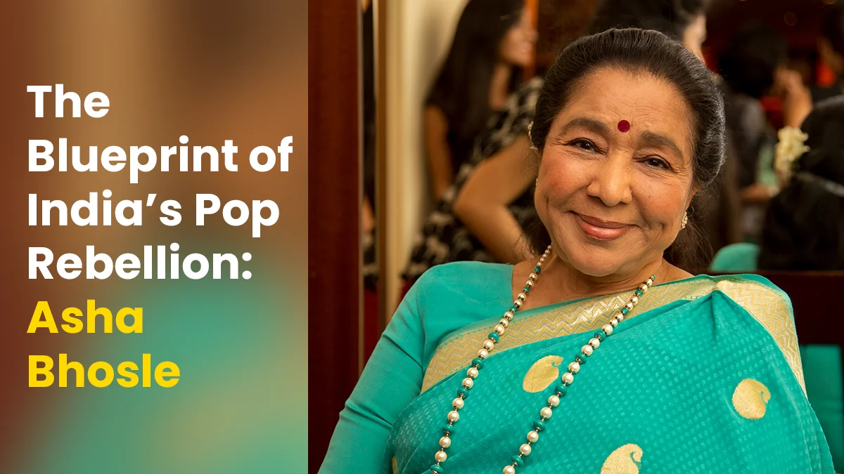 A tribute image to Asha Bhosle and her legacy in pop music in India.