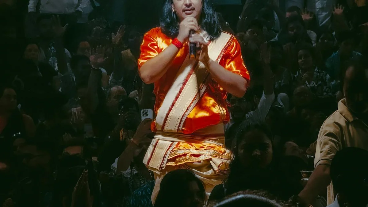 A man playing music style called "bhajan clubbing" at a live performance.