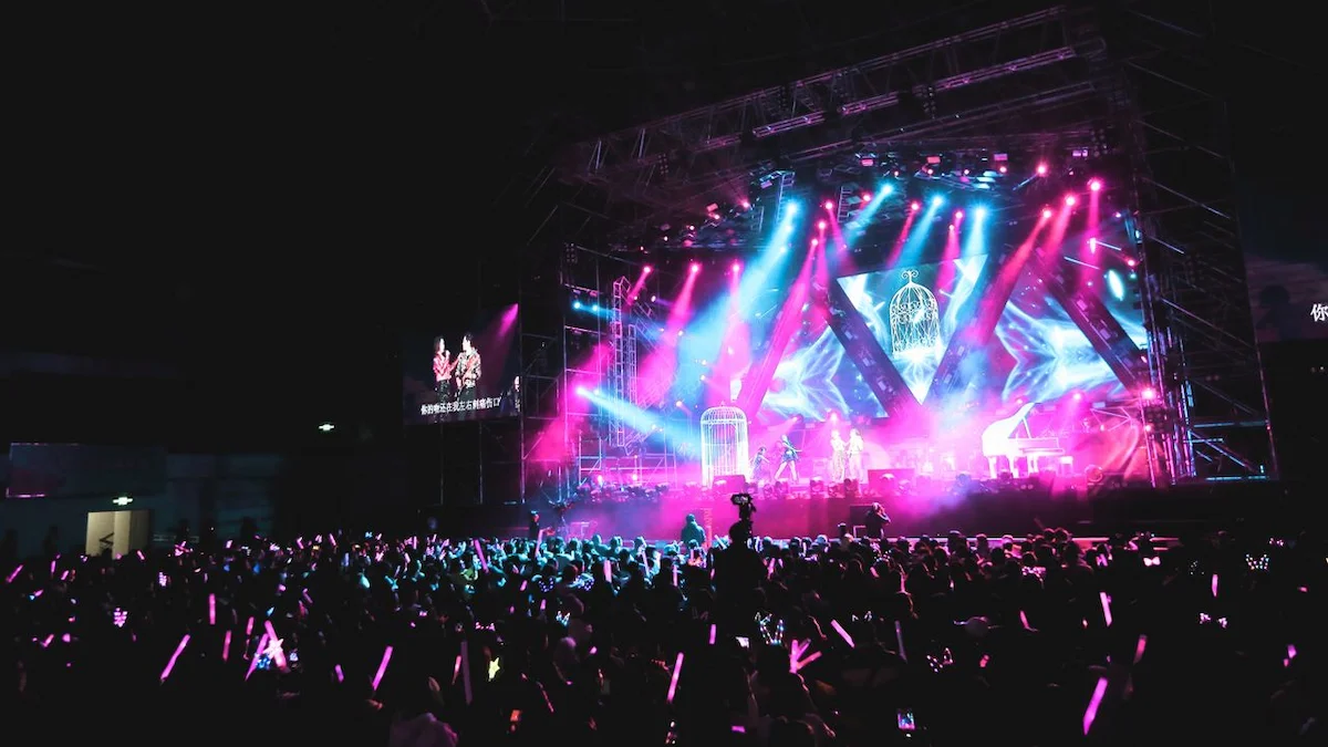 Photograph of a live k-pop music concert.